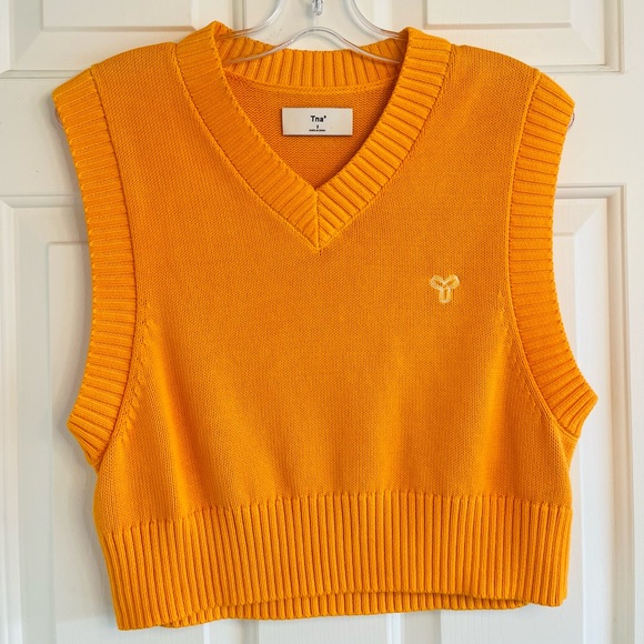 sold TNA Aritzia Orange Marcy Sweater Vest Small - Picture 2 of 11